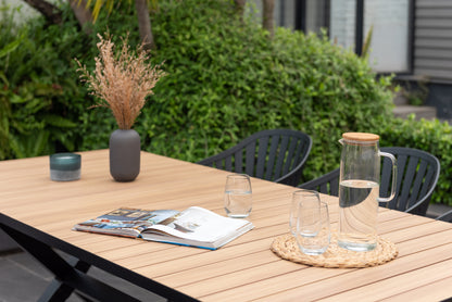 LifestyleGarden Panama Dark 7 Piece Patio Dining Set with Nassau Chairs