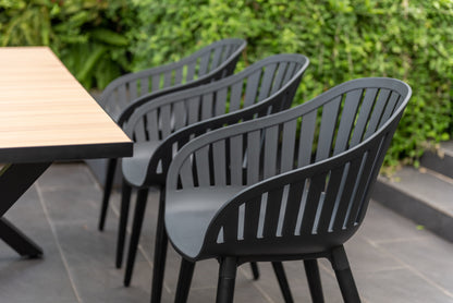 LifestyleGarden Panama Dark 7 Piece Patio Dining Set with Nassau Chairs