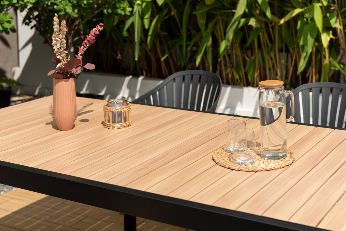 LifestyleGarden Portals Dark 7 Piece Patio Dining Set with Nassau Chairs