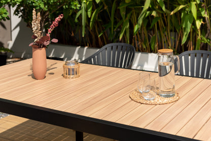 LifestyleGarden Portals Dark 7 Piece Patio Dining Set with Nassau Chairs