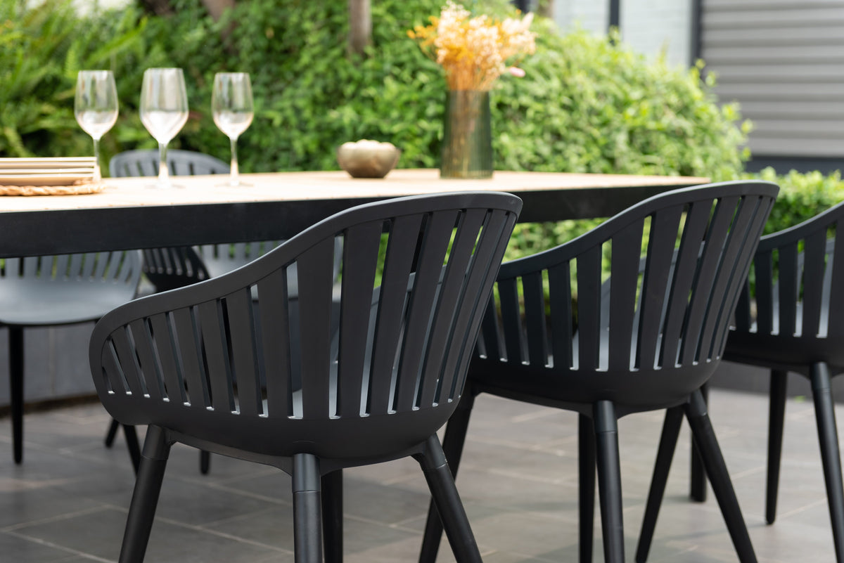 LifestyleGarden Portals Dark 7 Piece Patio Dining Set with Nassau Chairs