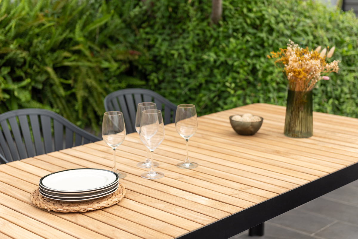 LifestyleGarden Portals Dark 7 Piece Patio Dining Set with Nassau Chairs