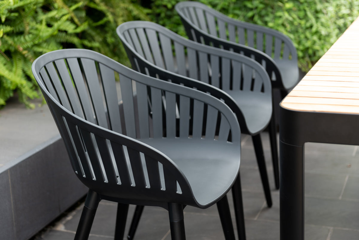 LifestyleGarden Portals Dark 7 Piece Patio Dining Set with Nassau Chairs