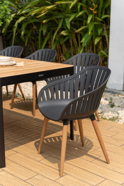 LifestyleGarden Portals Dark 9 Piece Patio Dining Set with Nassau Chairs