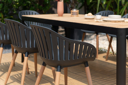 LifestyleGarden Portals Dark 9 Piece Patio Dining Set with Nassau Chairs