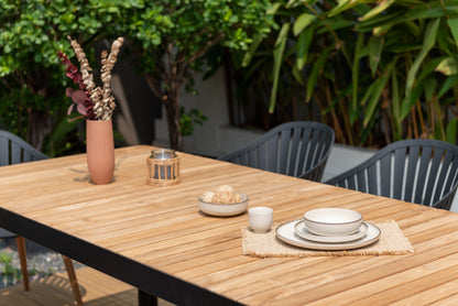 LifestyleGarden Portals Dark 9 Piece Patio Dining Set with Nassau Chairs