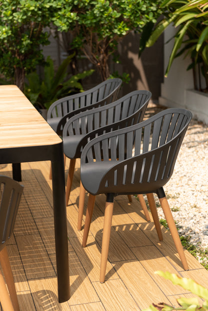 LifestyleGarden Portals Dark 9 Piece Patio Dining Set with Nassau Chairs