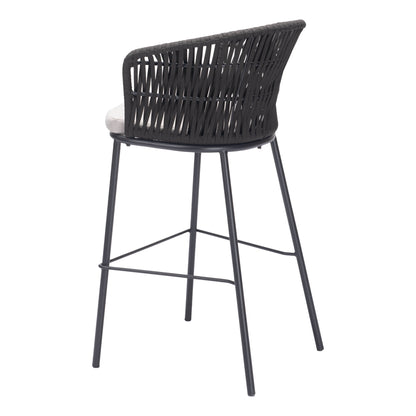 Freycinet Outdoor Patio Barstool, Set of 2, Black