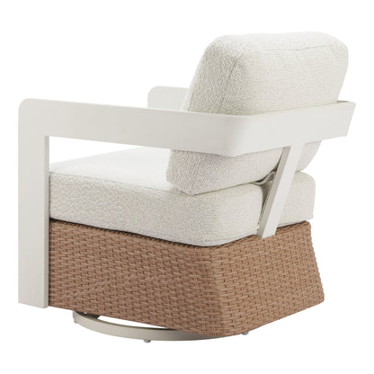 Gelo Outdoor Patio Swivel Chair, White & Brown