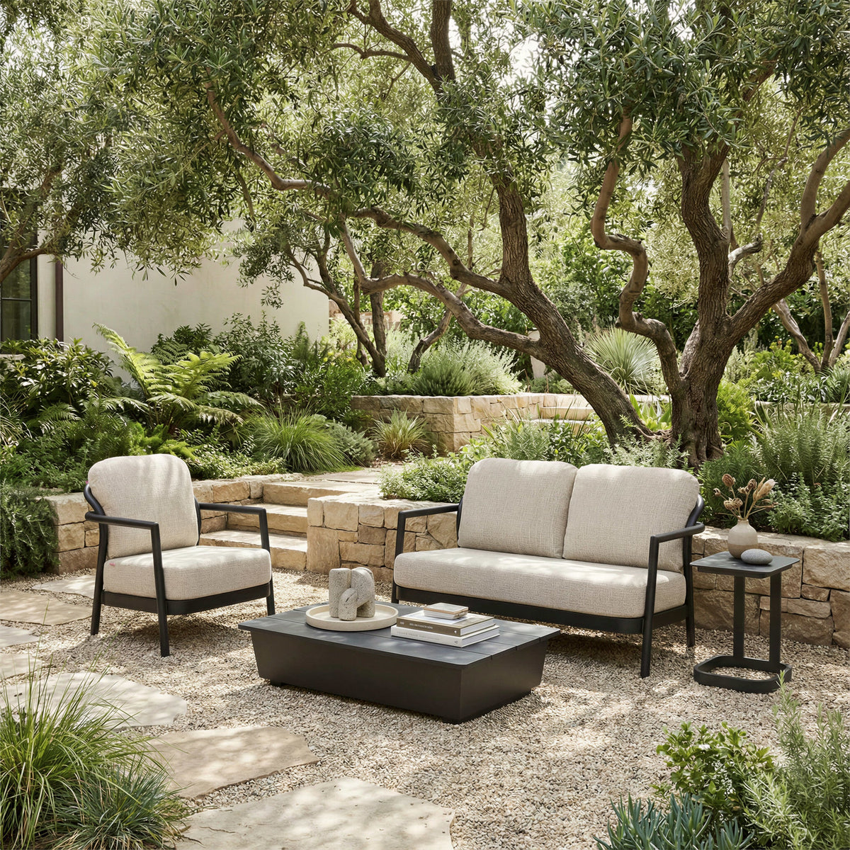 Rein Outdoor Patio Accent Chair, Beige