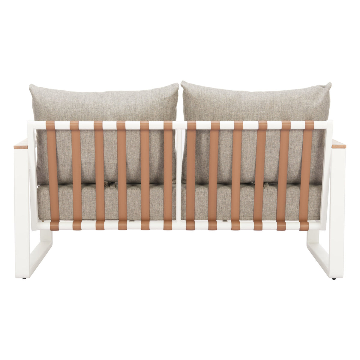 Welt Outdoor Patio Sofa, Taupe & White