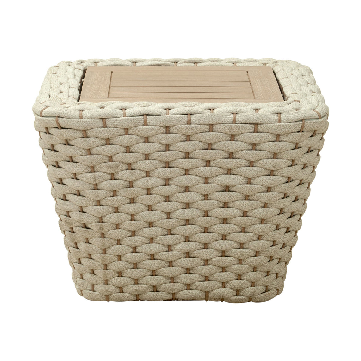 Antul Outdoor Patio Coffee Table, White & Natural