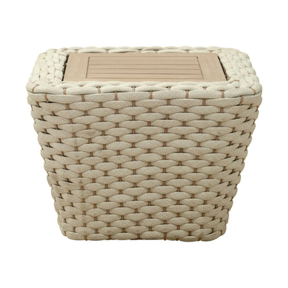 Antul Outdoor Patio Coffee Table, White & Natural