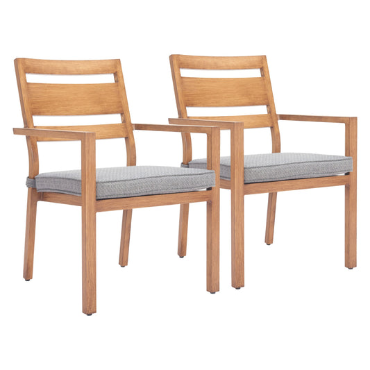 Rader Outdoor Patio Dining Chair, Set of 2, Natural