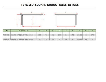 Anderson Teak Bahama 35" Square Table