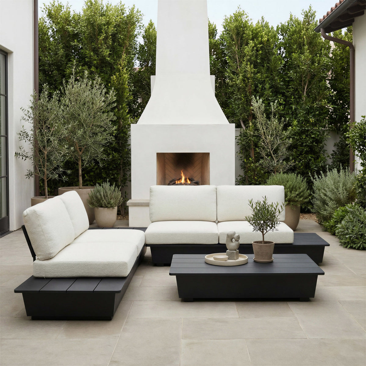 Tien Outdoor Patio Right Facing Loveseat, Beige