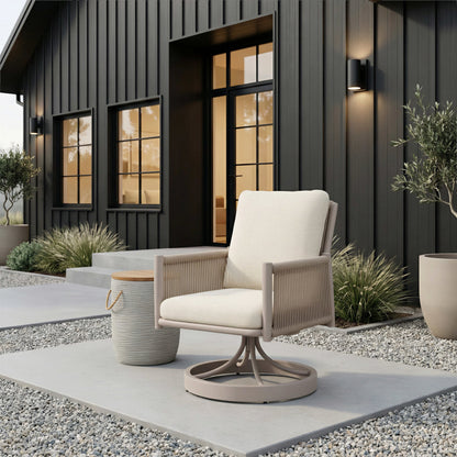 Biban Outdoor Patio Side Table, Natural & Gray