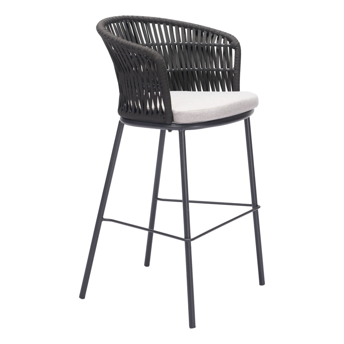 Freycinet Outdoor Patio Barstool, Set of 2, Black