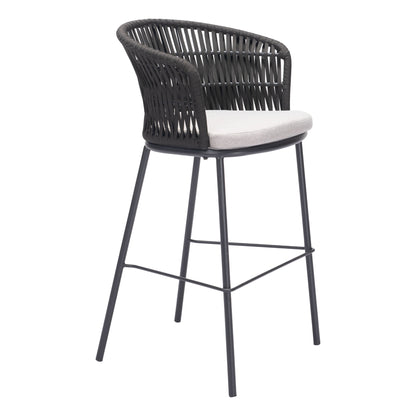 Freycinet Outdoor Patio Barstool, Set of 2, Black