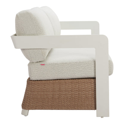 Gelo Outdoor Patio Sofa, White & Brown
