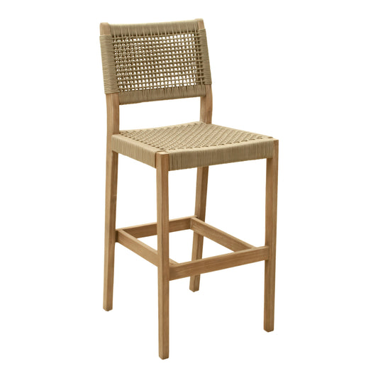 Corde Outdoor Patio Barstool, Beige