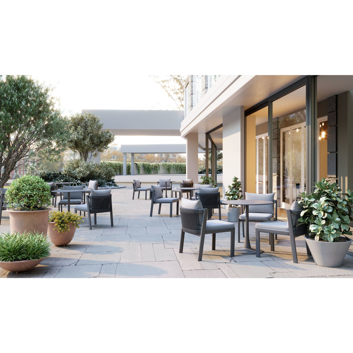 Horizon Outdoor Patio Dining Chair, Set of 2, Gray