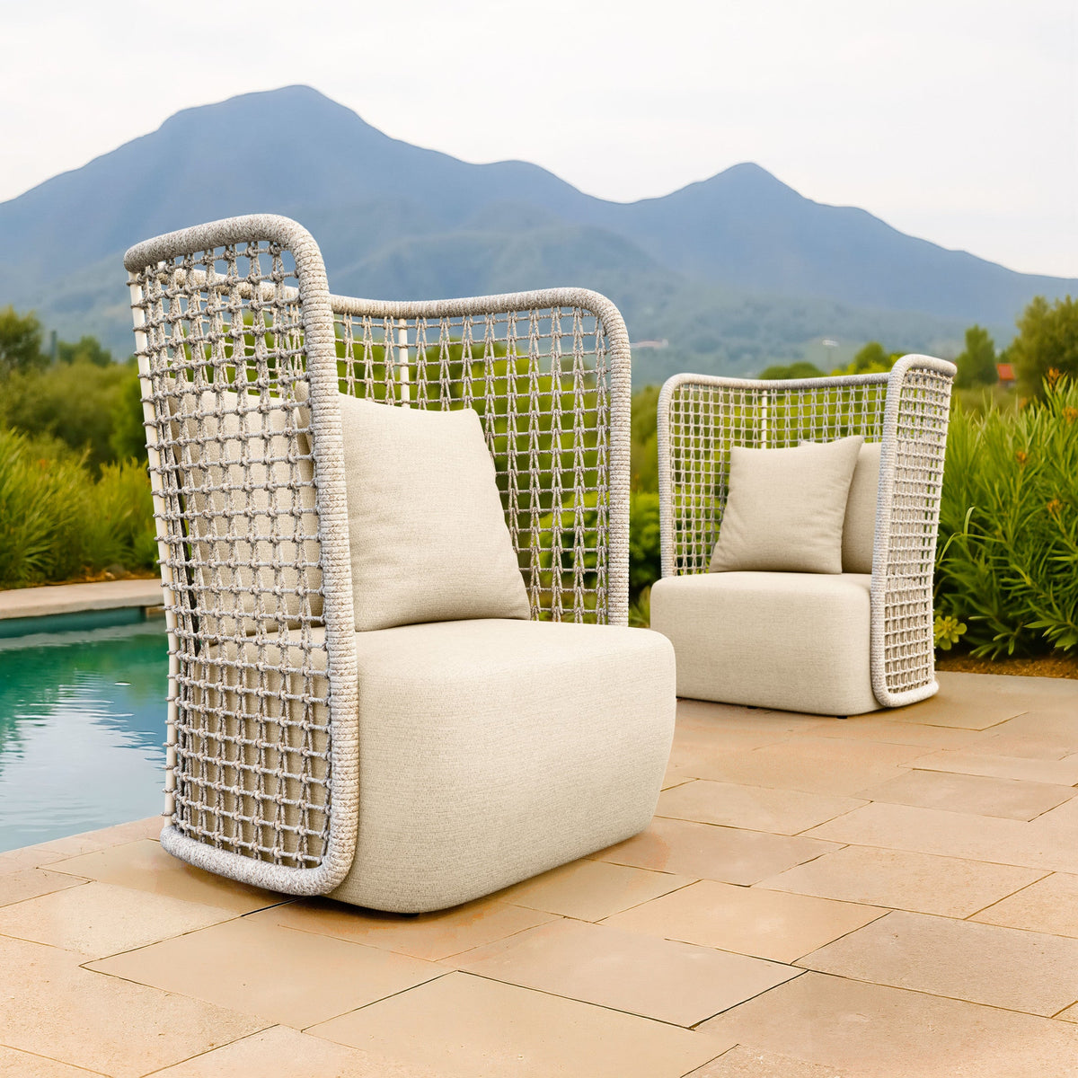 Hudu Outdoor Patio Accent Chair, Beige