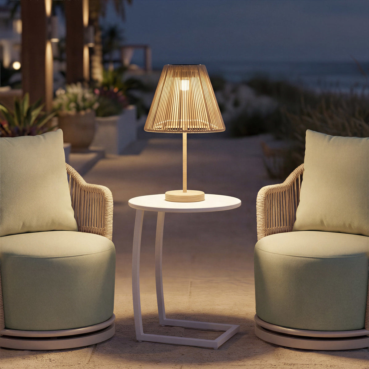 Lumika Outdoor Solar Table Lamp, Beige