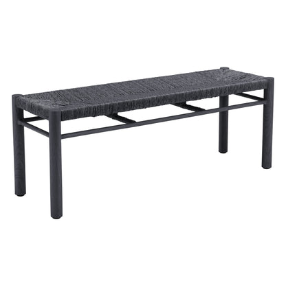 Iska Outdoor Patio Bench, Black