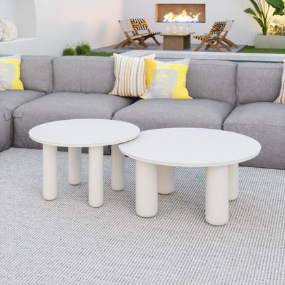 Ola Outdoor Patio Coffee Table Set, 2-Piece, White