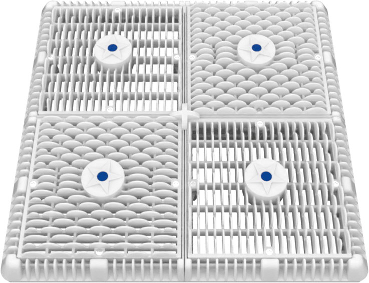AquaStar Wave channel drain with frame and white grate