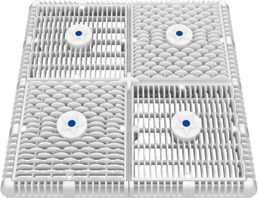 AquaStar Wave channel drain with frame and white grate
