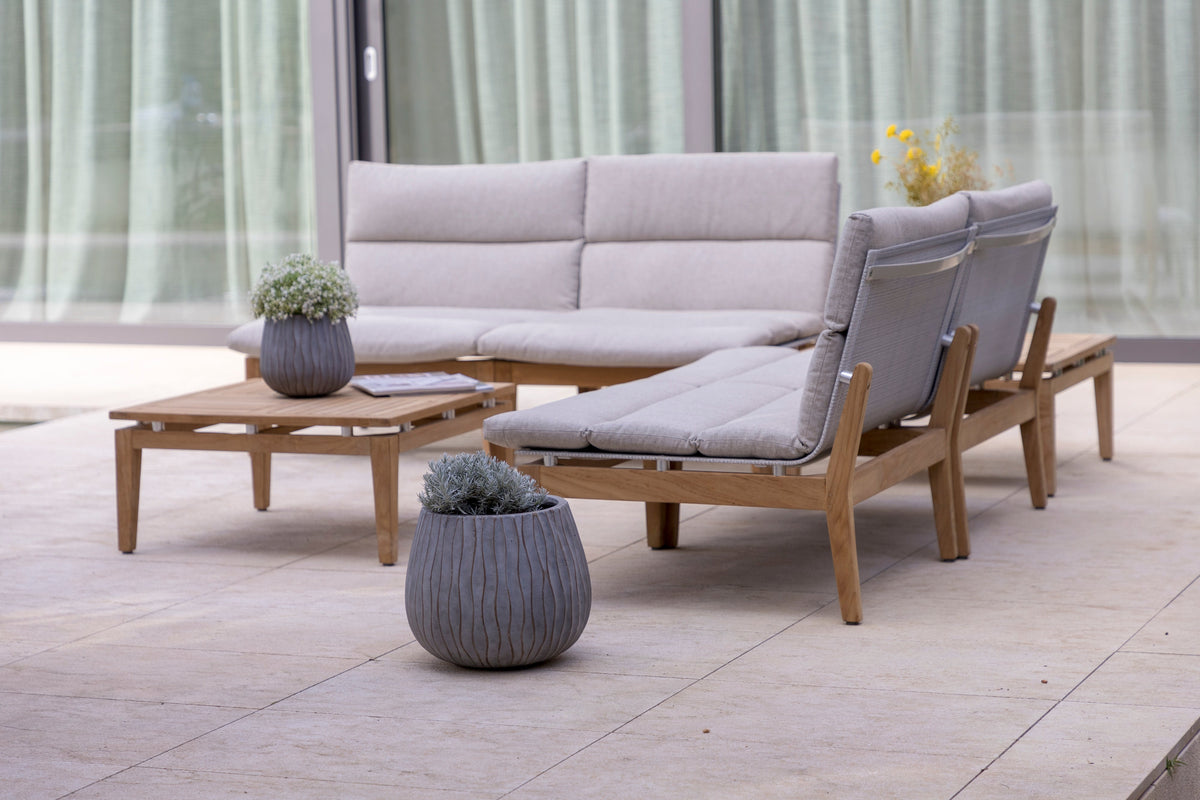 LifestyleGarden Arno Teak Modular 6 Piece Outdoor Corner Sofa Set, Light
