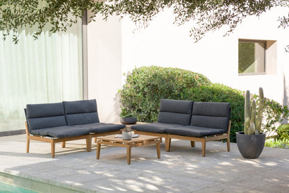 LifestyleGarden Arno Teak Modular Outdoor Side Chairs, Set of 2
