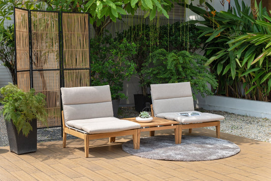 LifestyleGarden Arno Teak Modular 3 Piece Balcony Bistro Set, Light