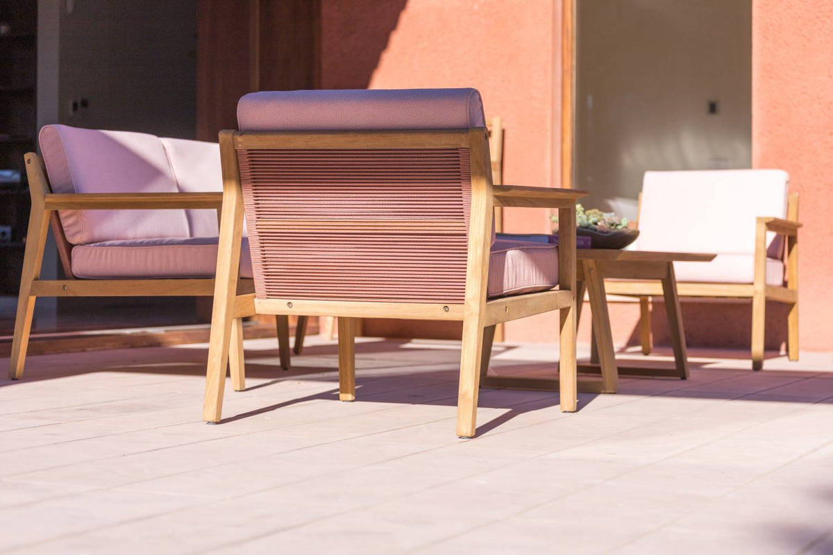 LifestyleGarden Agate Teak and Rope 4 Piece Outdoor Conversation Set