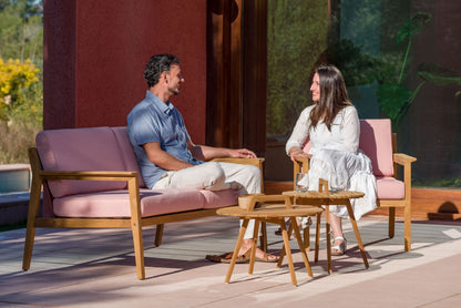 LifestyleGarden Agate Teak and Rope Outdoor Sofa, 2 Seat