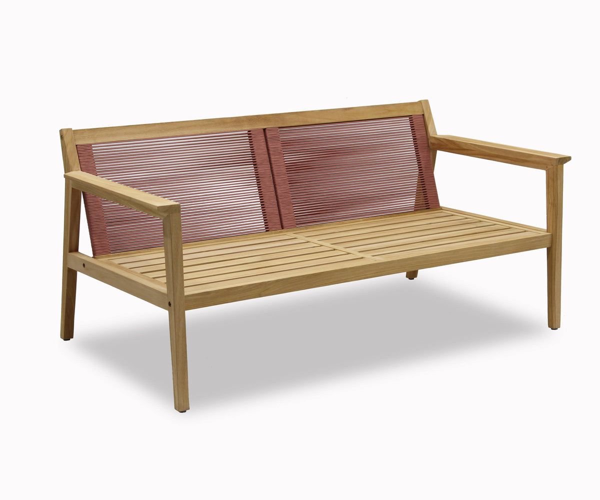 LifestyleGarden Agate Teak and Rope Outdoor Sofa, 2 Seat