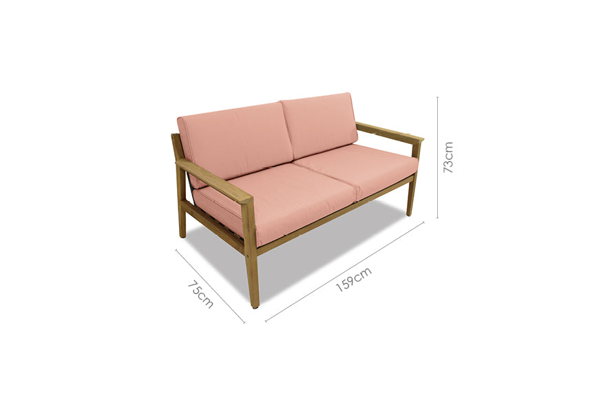 LifestyleGarden Agate Teak and Rope Outdoor Sofa, 2 Seat