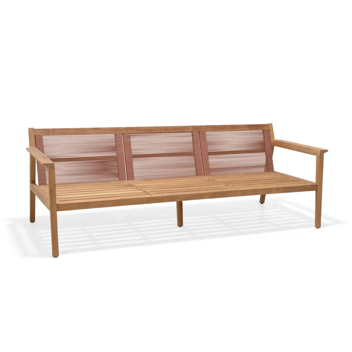 LifestyleGarden Agate Teak and Rope Outdoor Sofa, 3 Seat