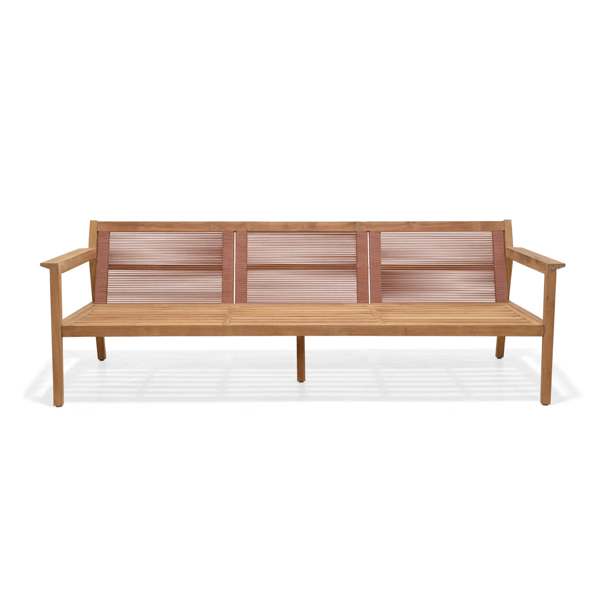LifestyleGarden Agate Teak and Rope Outdoor Sofa, 3 Seat