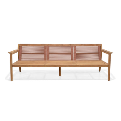 LifestyleGarden Agate Teak and Rope Outdoor Sofa, 3 Seat