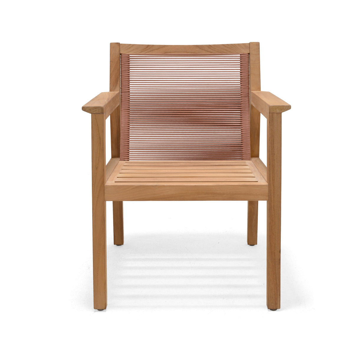 LifestyleGarden Agate Teak and Rope Outdoor Dining Armchair, Terracotta