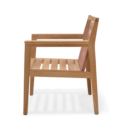 LifestyleGarden Agate Teak and Rope Outdoor Dining Armchair, Terracotta