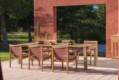 LifestyleGarden Agate Teak and Rope Outdoor Dining Armchair, Terracotta