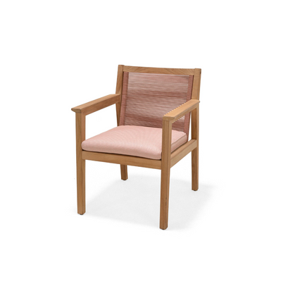 LifestyleGarden Agate Teak and Rope Outdoor Dining Armchair, Terracotta
