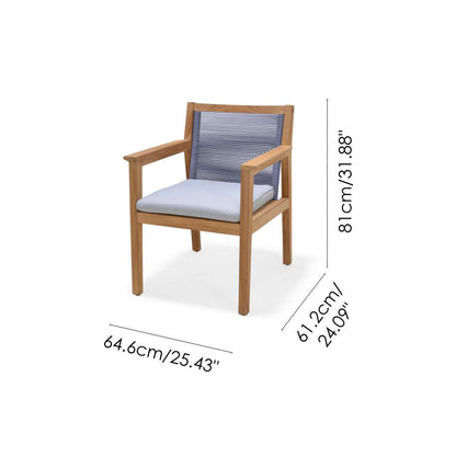 LifestyleGarden Agate Teak and Rope Outdoor Dining Armchair, Blue
