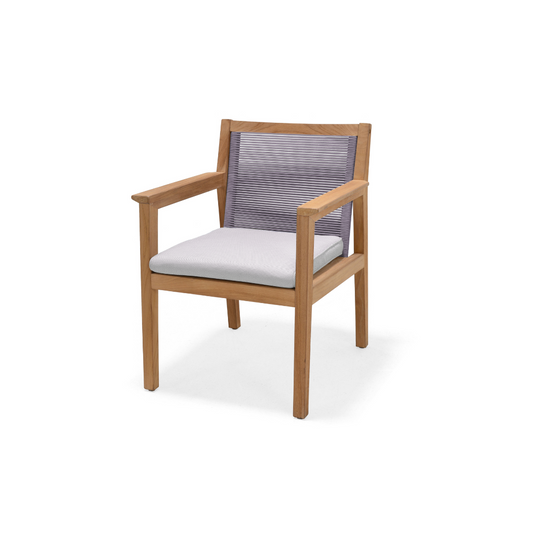 LifestyleGarden Agate Teak and Rope Outdoor Dining Armchair, Taupe