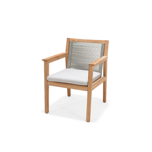 LifestyleGarden Agate Teak and Rope Outdoor Dining Armchair, Green