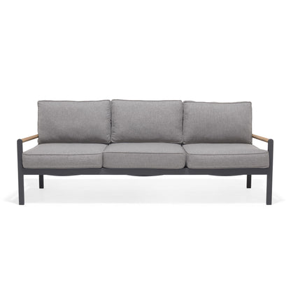 LifestyleGarden Amber Teak and Aluminum Outdoor Sofa, 3 Seat